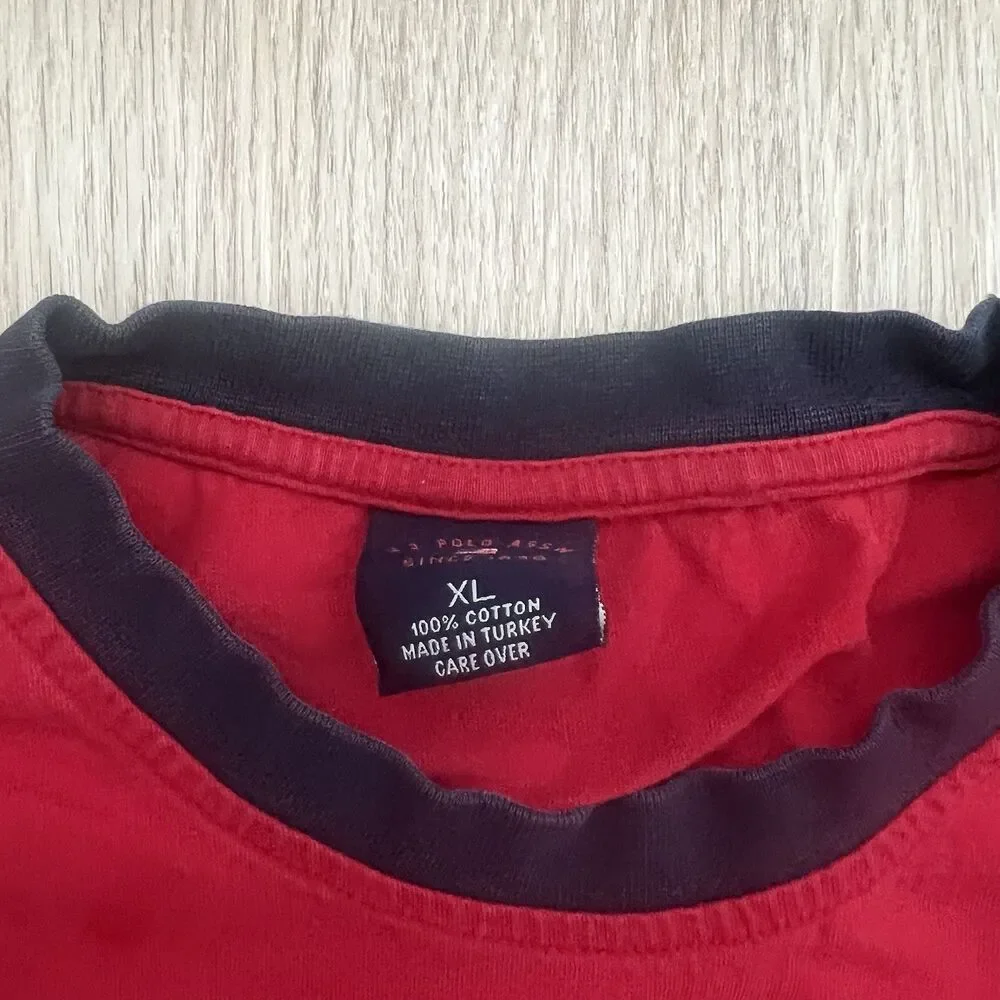 Vintage Y2K U.S. Polo Assn. T-Shirt Mens XL Red Black Graphic Logo 2000s